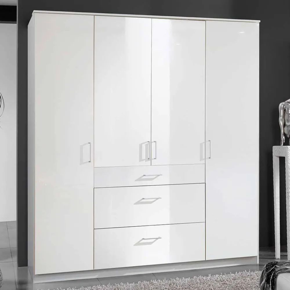 Wohnen Kleiderschränke<Schlafzimmerschrank mit Hochglanzfront in Weiß - Venture