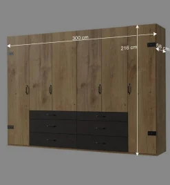 Wohnen Kleiderschränke<Schlafzimmerschrank mit sechs Schubladen & Türen - Bram