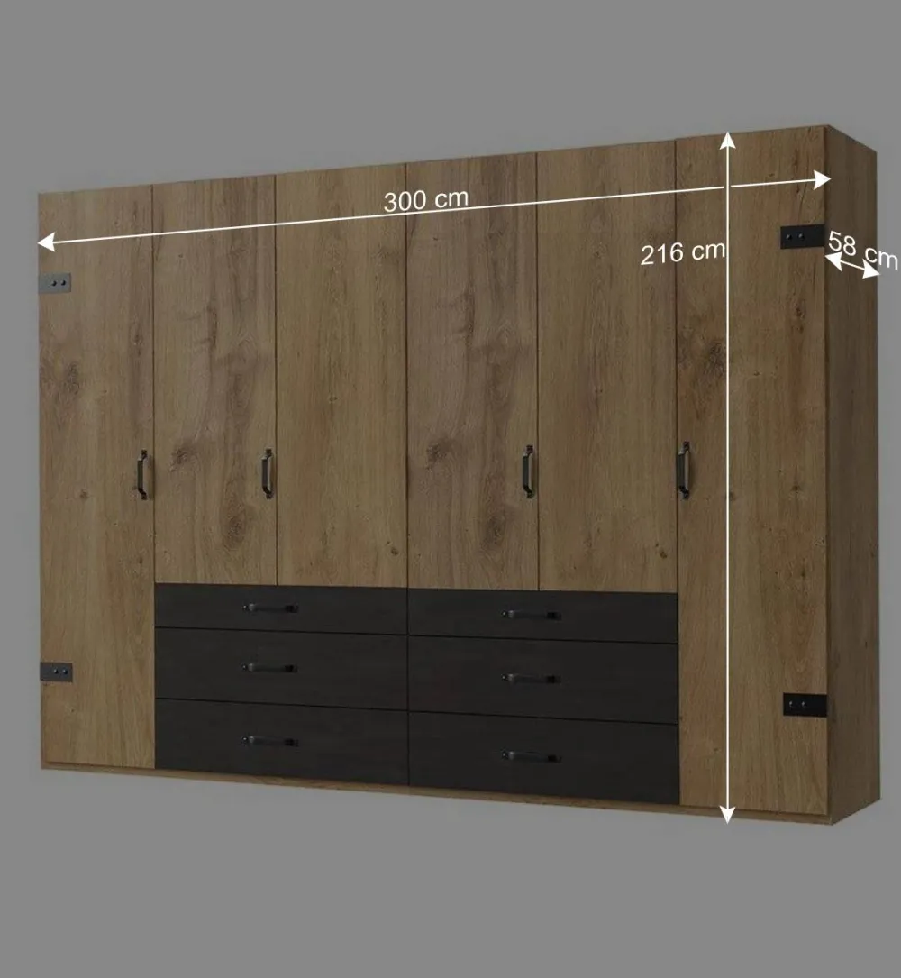 Wohnen Kleiderschränke<Schlafzimmerschrank mit sechs Schubladen & Türen - Bram