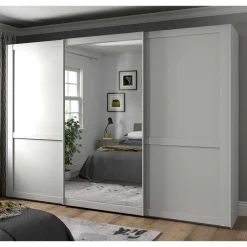 Wohnen Kleiderschränke<Schlafzimmerschrank mit Schwebetüren in Weiß - Flinn