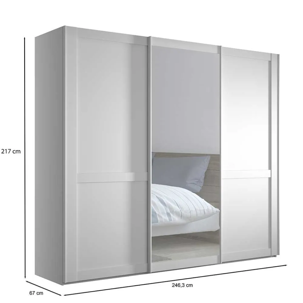 Wohnen Kleiderschränke<Schlafzimmerschrank mit Schwebetüren in Weiß - Flinn