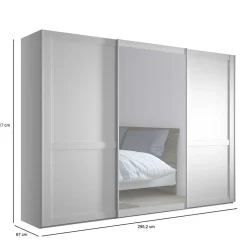 Wohnen Kleiderschränke<Schlafzimmerschrank mit Schwebetüren in Weiß - Flinn