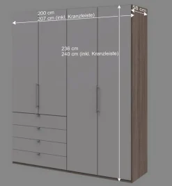 Wohnen Kleiderschränke|Schränke<Schlafzimmerschrank mit vier Schubladen Soft Close - Vaclyn
