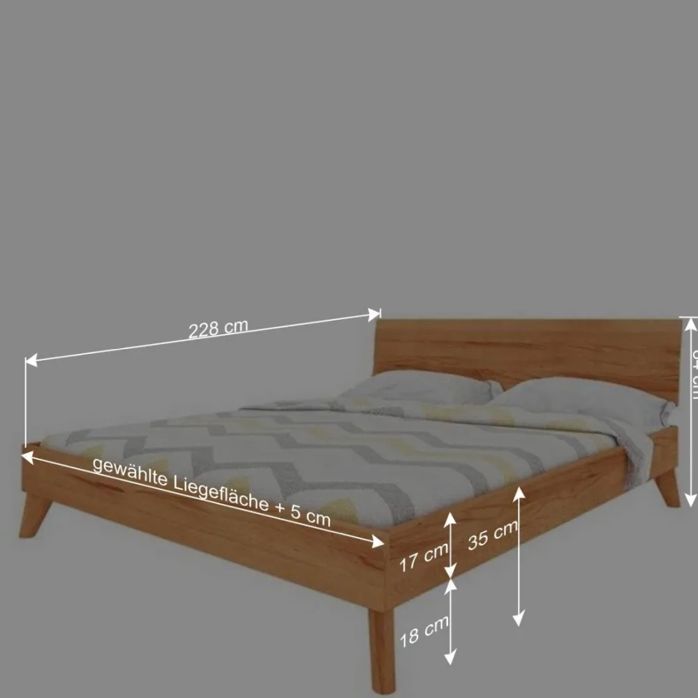 Wohnen Betten<Schlichtes Holz Bett in Überlänge 220cm - Junola