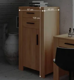 Wohnen Vitrinen<Schmale Kommode Mosniak aus Kernbuche Massivholz