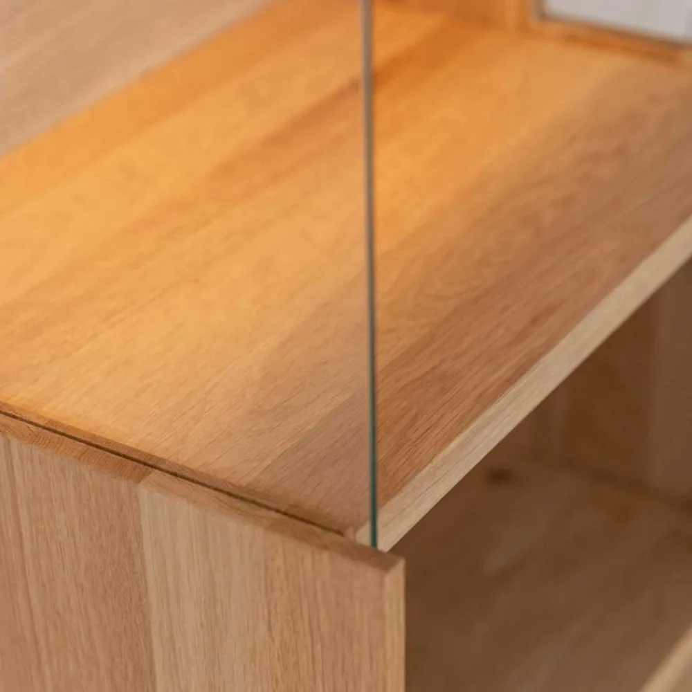 Wohnen Vitrinen<Schmale Massivholz Vitrine mit LED Beleuchtung - Eribella