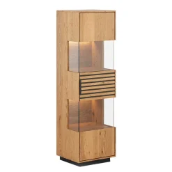 Wohnen Vitrinen<Schmale Massivholz Vitrine mit LED Beleuchtung - Eribella