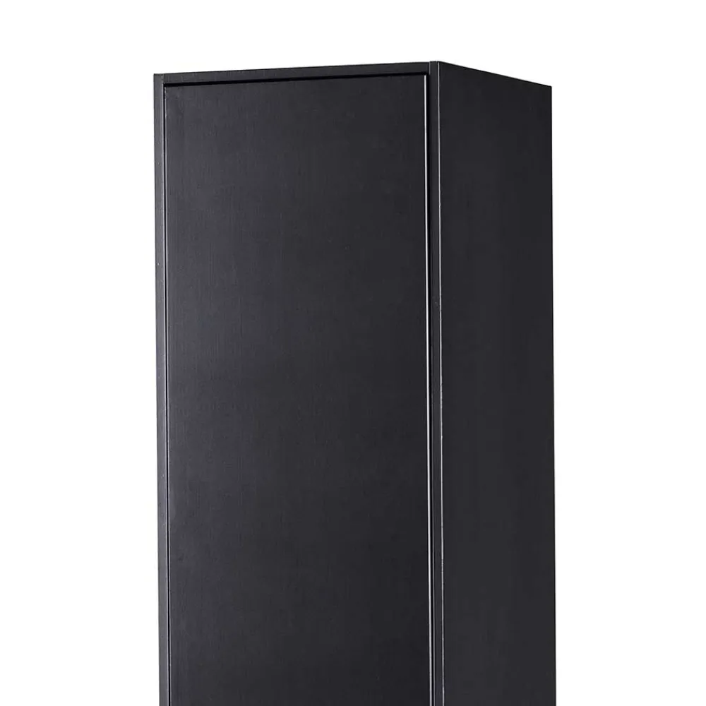 Wohnen Vitrinen<Schmaler Hochschrank in Schwarz Kiefernholz teilmassiv - Niwidus