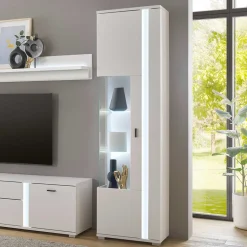Wohnen Vitrinen<Schmaler Vitrinenschrank mit LED Beleuchtung - Tirol