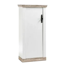 Wohnen Vitrinen<Schmales Highboard 1-türig Nedita in Weiß & Pinie Shabby Dekor