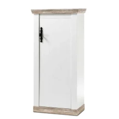 Wohnen Vitrinen<Schmales Highboard 1-türig Nedita in Weiß & Pinie Shabby Dekor