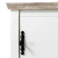 Wohnen Vitrinen<Schmales Highboard 1-türig Nedita in Weiß & Pinie Shabby Dekor