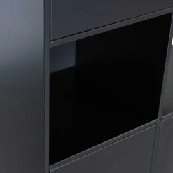 Wohnen Vitrinen<Schrank einseitig abgerundet in Schwarz - Niwidus