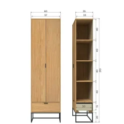Wohnen Vitrinen<Schrank in Eiche Natur Dekor - Ariadelco