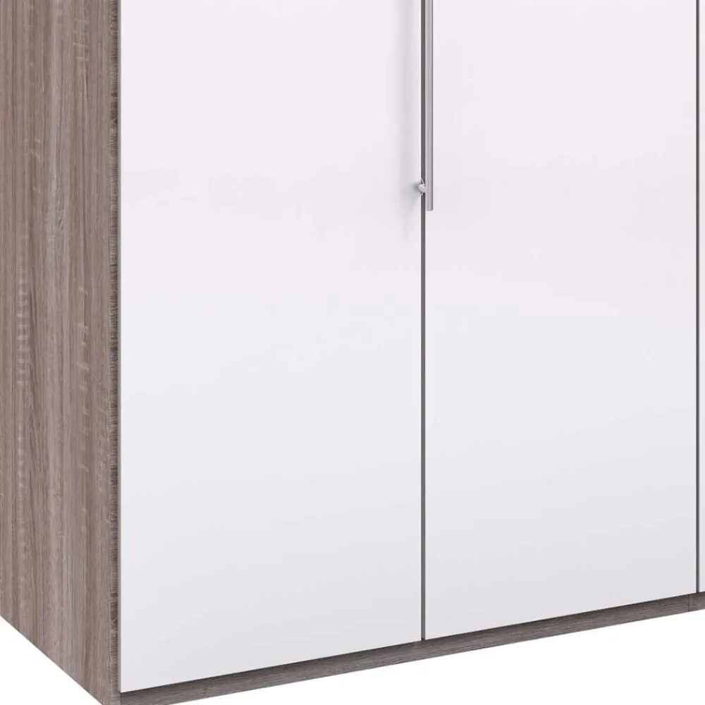 Wohnen Kleiderschränke|Schränke<Schrank in Weiß Glas & Eiche Dunkel - Empresian