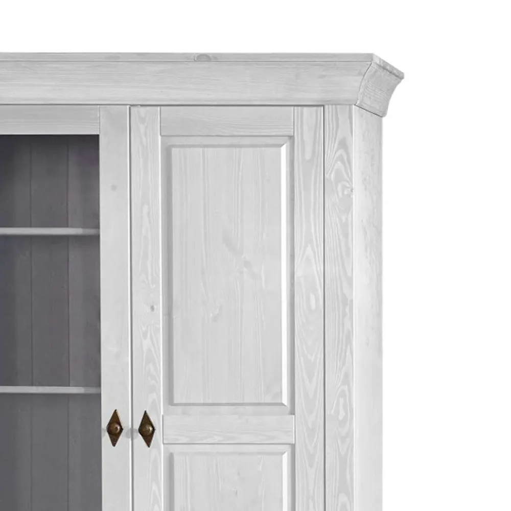Wohnen Vitrinen<Schrank Vitrine Satumare in Weiß Kiefer teilmassiv