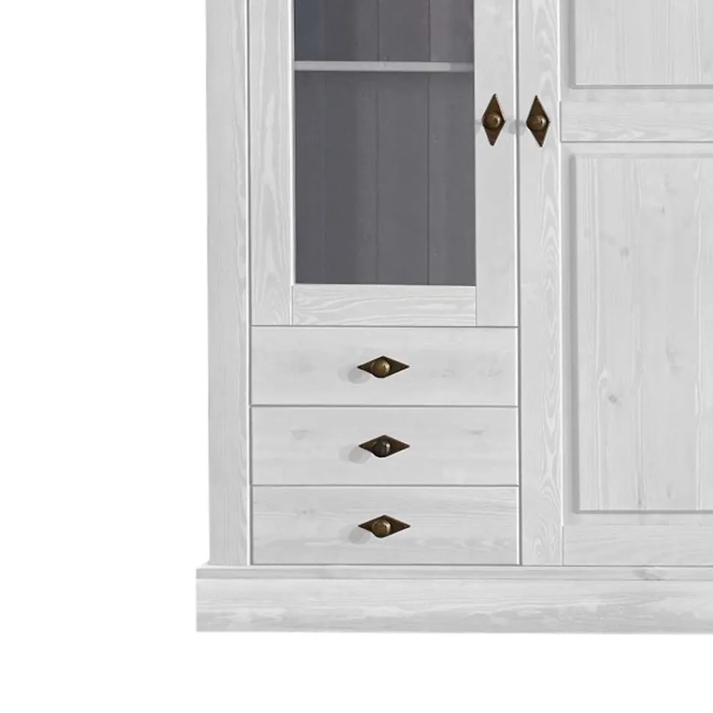 Wohnen Vitrinen<Schrank Vitrine Satumare in Weiß Kiefer teilmassiv