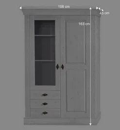 Wohnen Vitrinen<Schrank Vitrine Satumare in Weiß Kiefer teilmassiv