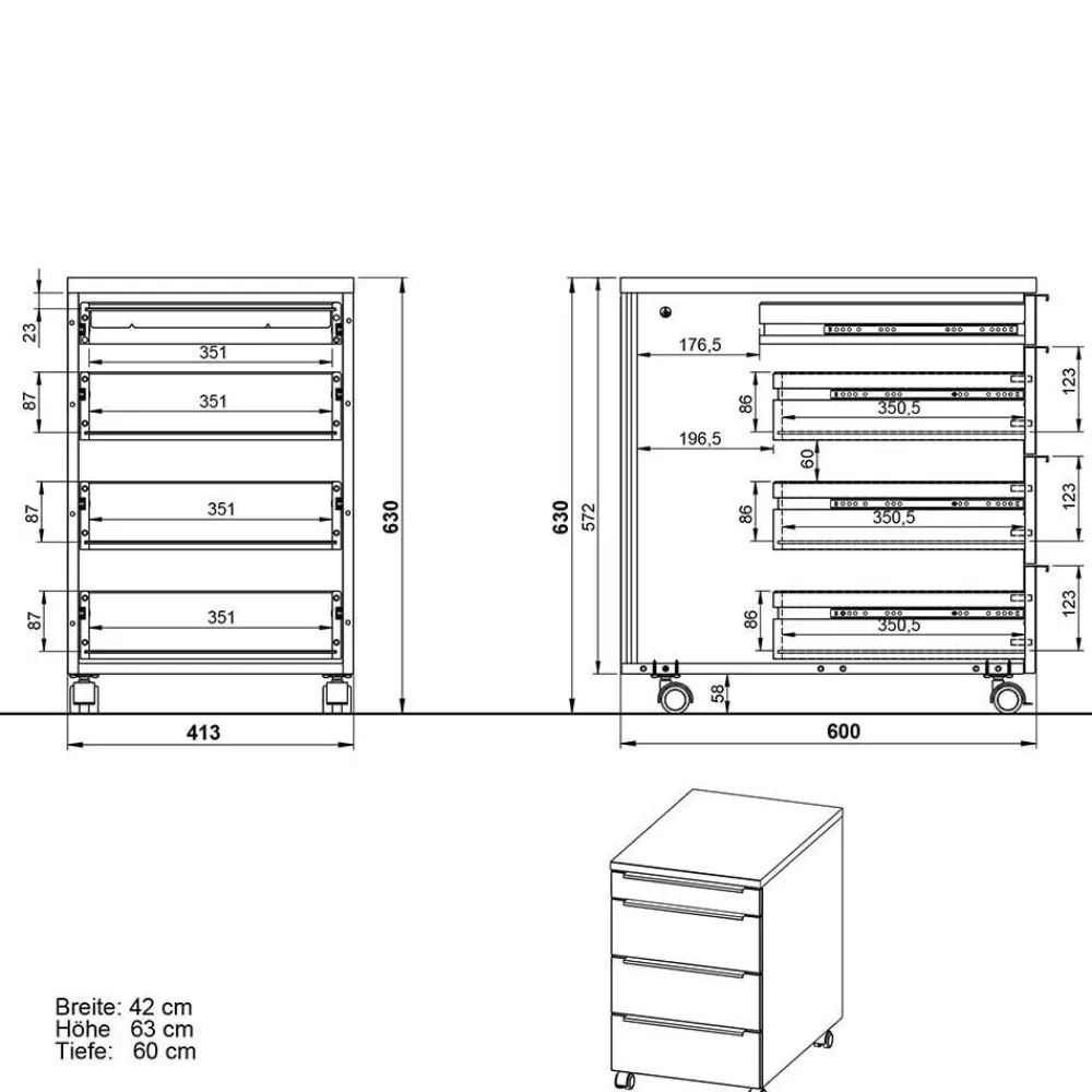 Wohnen Tische<Schreibtisch & Rollcontainer Set - Sparkle (zweiteilig)