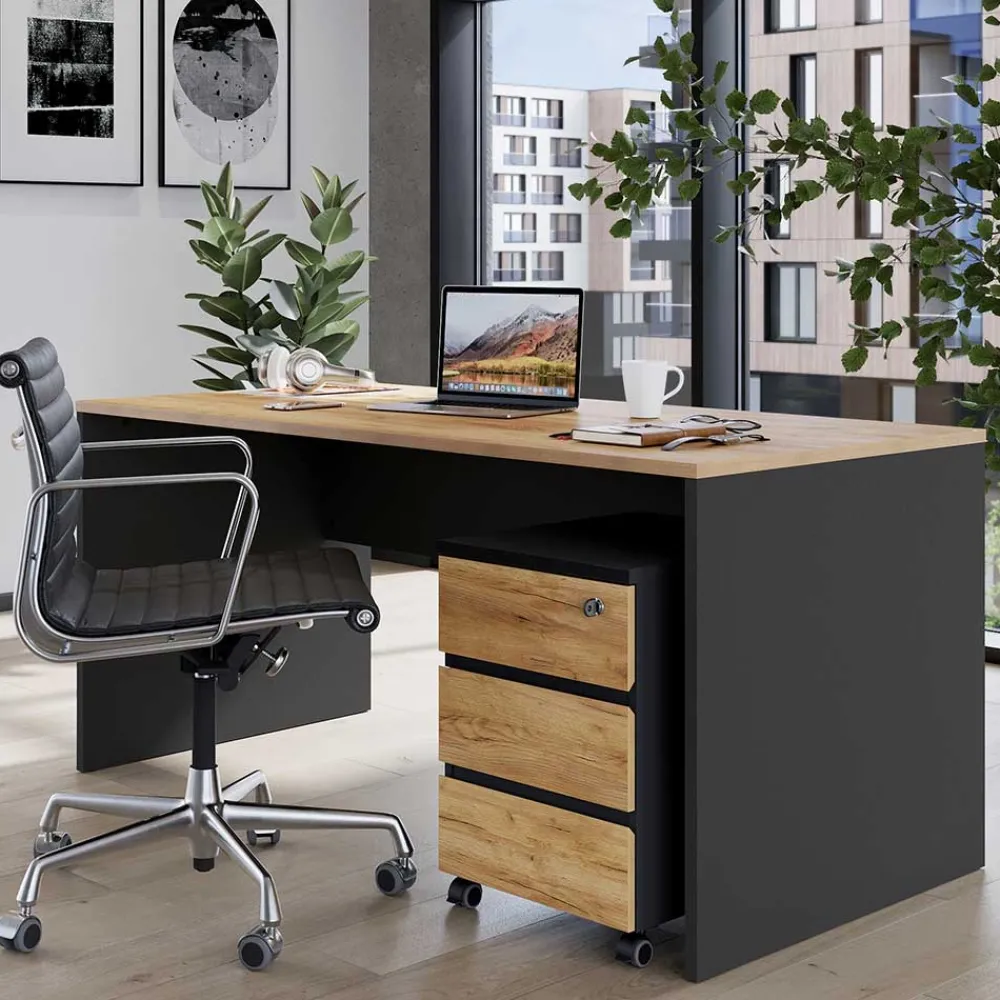 Wohnen Tische<Schreibtisch & Rollcontainer 158x79 cm - Contrage (zweiteilig)