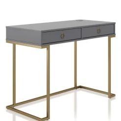 Wohnen Tische<Schreibtisch in Grau und Messing - Woman