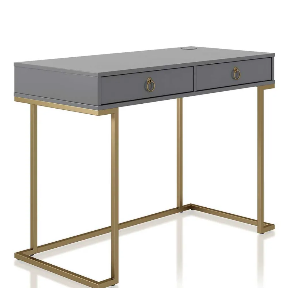 Wohnen Tische<Schreibtisch in Grau und Messing - Woman