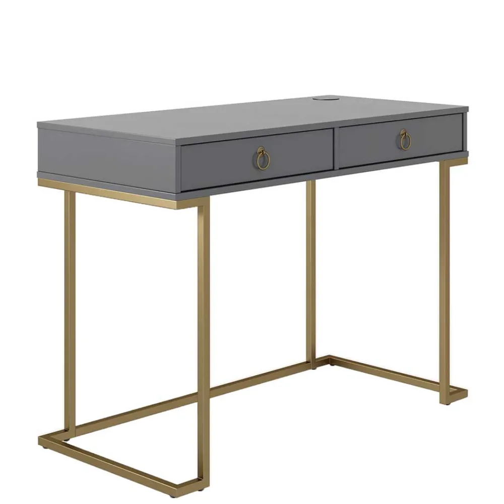 Wohnen Tische<Schreibtisch in Grau und Messing - Woman
