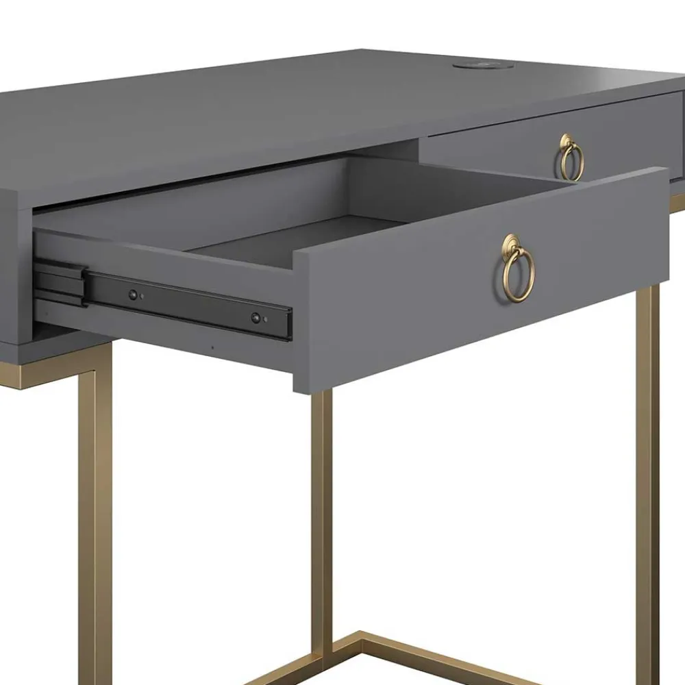 Wohnen Tische<Schreibtisch in Grau und Messing - Woman