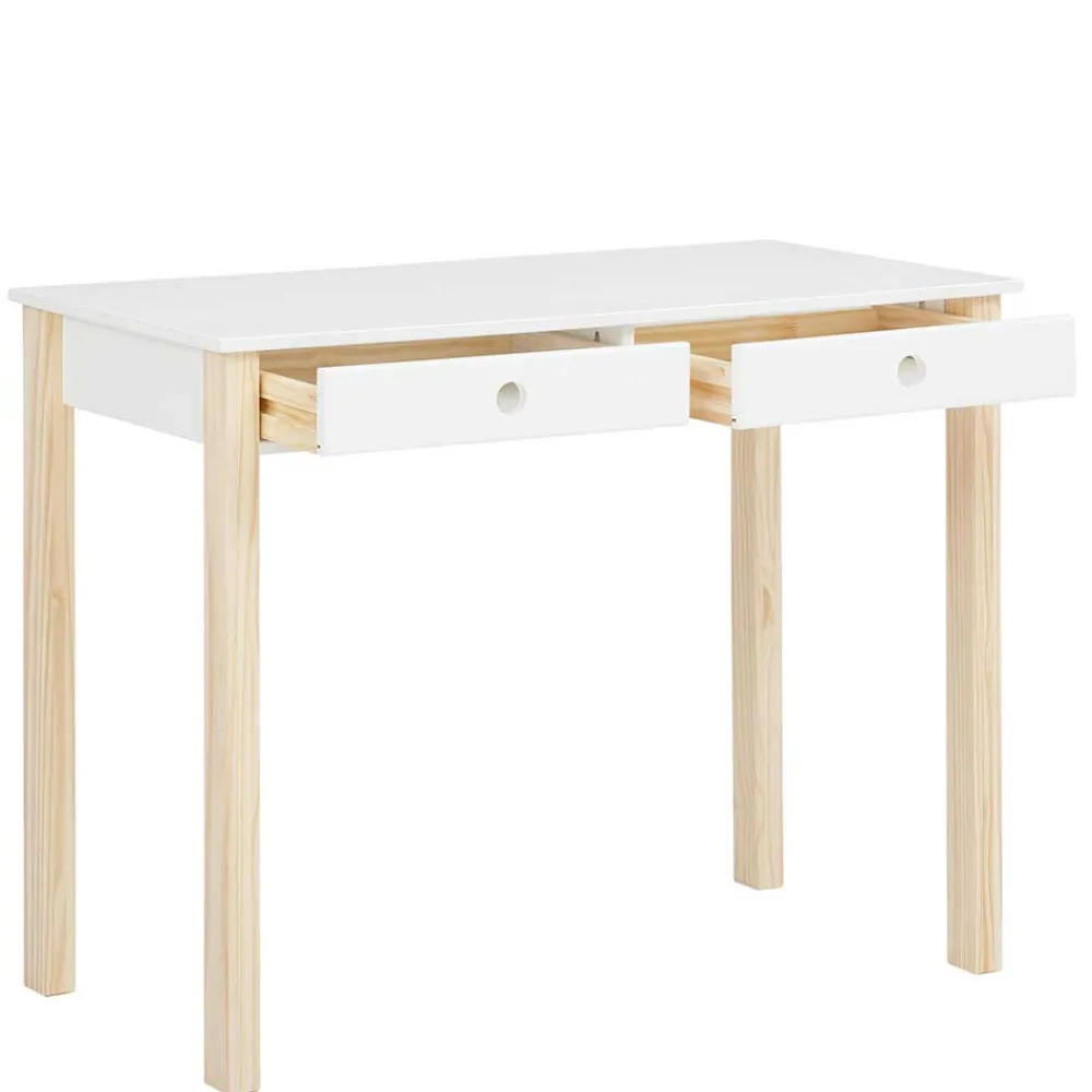 Wohnen Tische<Schreibtisch in Weiß mit Kiefer - Cayman