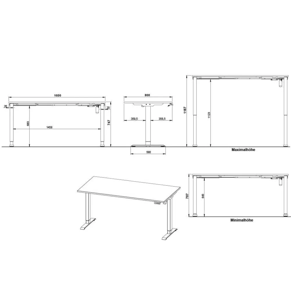 Wohnen Tische<Schreibtisch mit Rollcontainer Set - Chilena (zweiteilig)