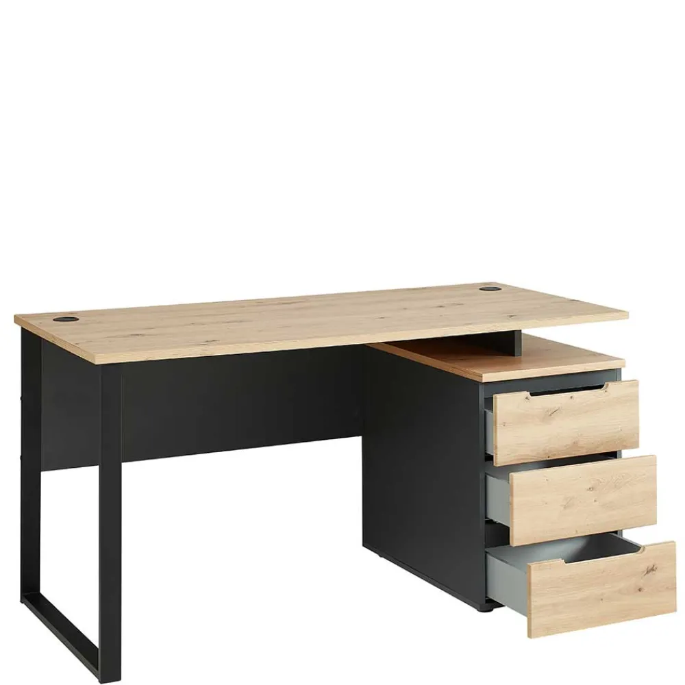 Wohnen Tische<Schreibtisch mit Schubladen zweifarbig - Kuetra