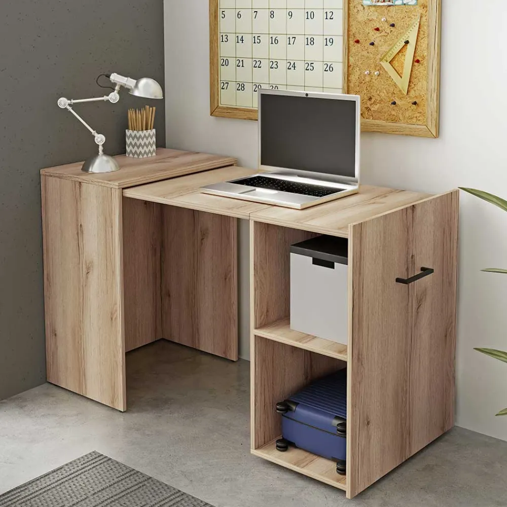 Wohnen Tische<Schreibtisch zum Ausziehen in Eiche Optik - Vadoz