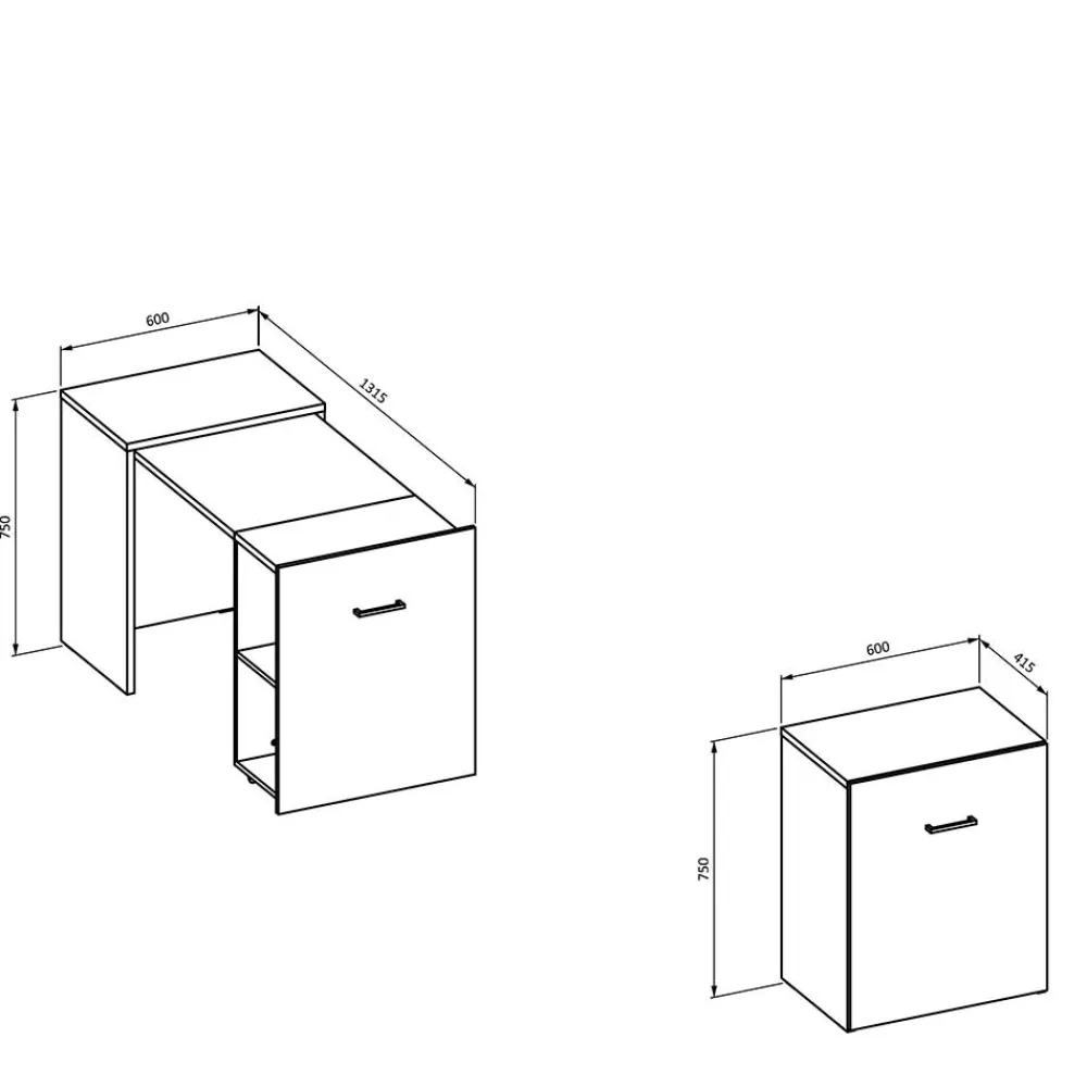 Wohnen Tische<Schreibtisch zum Ausziehen in Eiche Optik - Vadoz