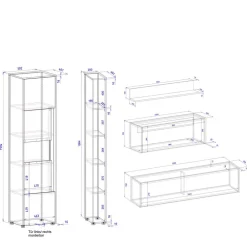 Wohnen Wohnwände<Schränke & Wandboard Wohnzimmer Set - Ahilav (fünfteilig)