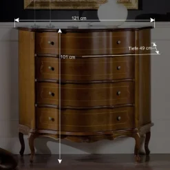 Wohnen Sideboards<Schubladen Kommode in Nussbaum Dentro im Barockstil