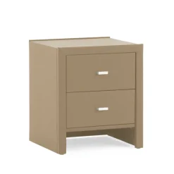 Wohnen Kommoden<Schubladen Nachtschrank Clairy in Kunstleder Beige