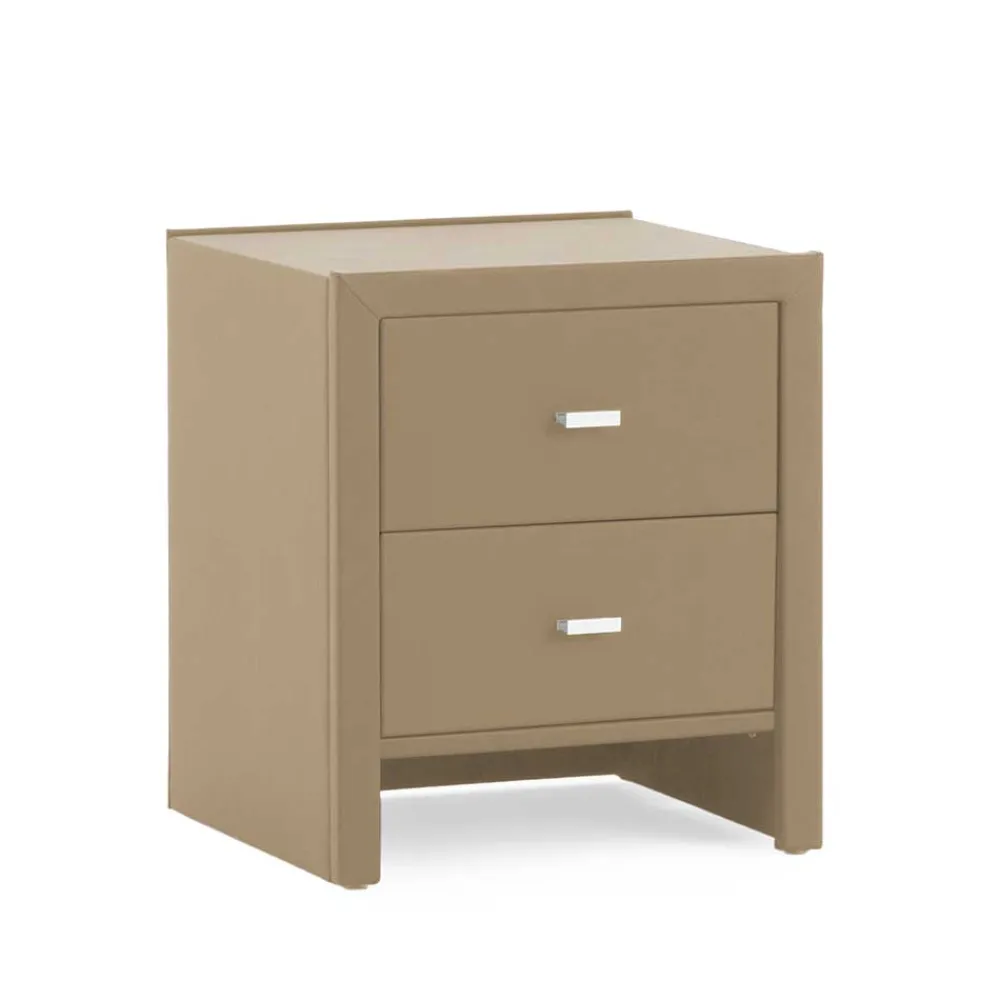 Wohnen Kommoden<Schubladen Nachtschrank Clairy in Kunstleder Beige