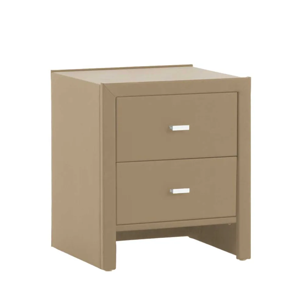 Wohnen Kommoden<Schubladen Nachtschrank Clairy in Kunstleder Beige