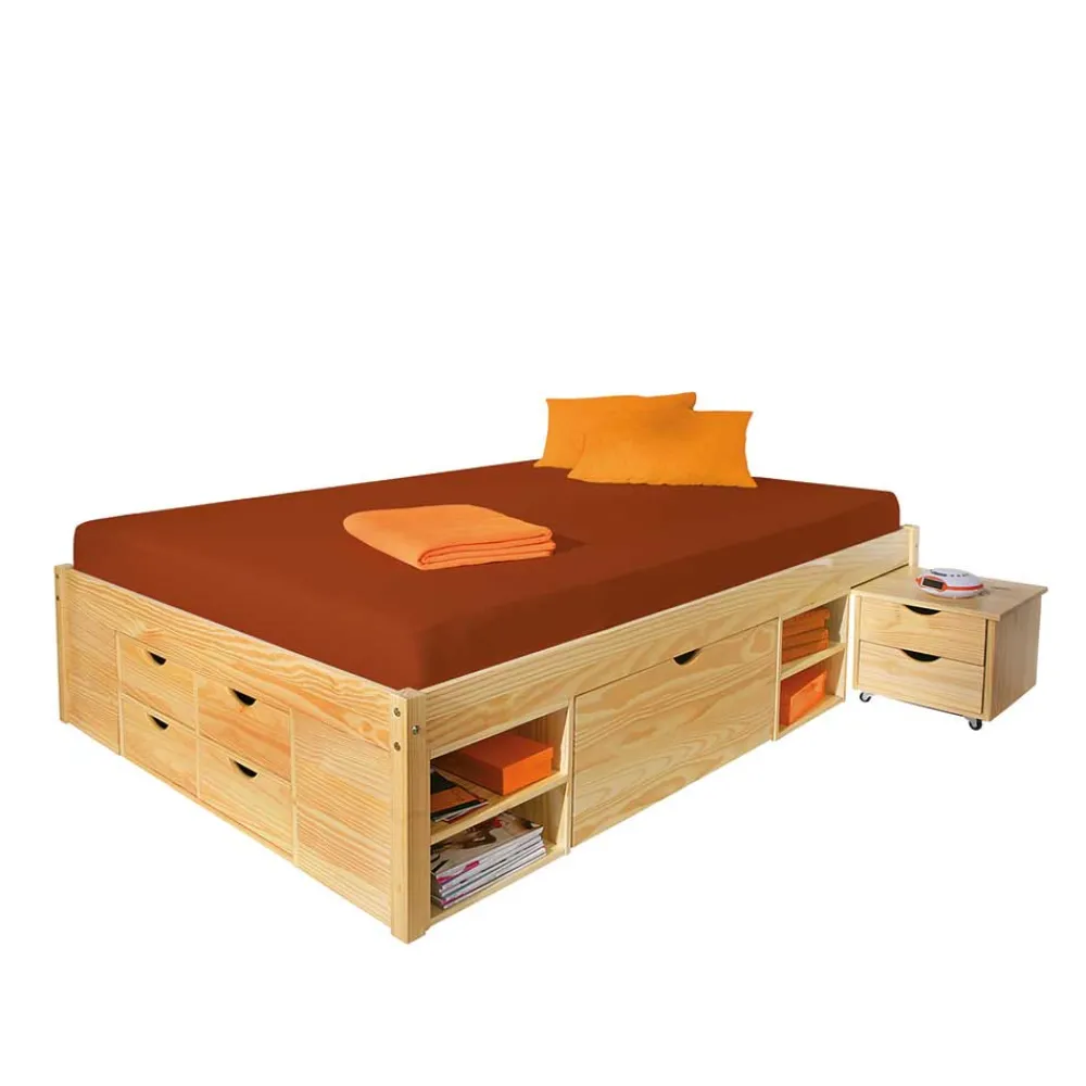 Wohnen Betten<Schubladenbett Oladrios aus Kiefer massiv (dreiteilig)