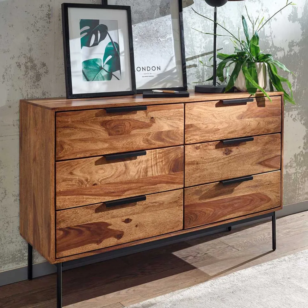 Wohnen Sideboards<6-Schubladen-Kommode aus Sheesham Holz - Ovalle