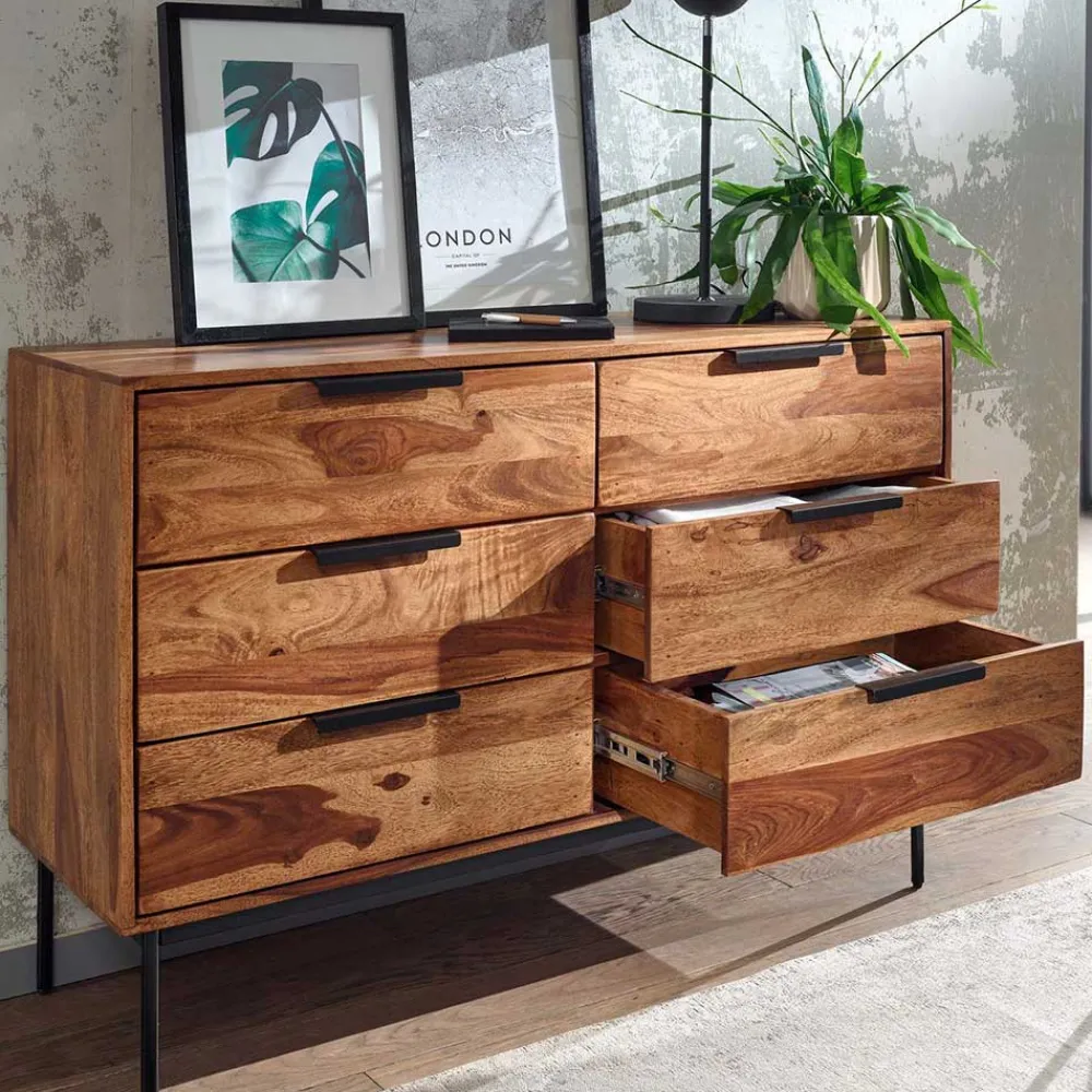 Wohnen Sideboards<6-Schubladen-Kommode aus Sheesham Holz - Ovalle