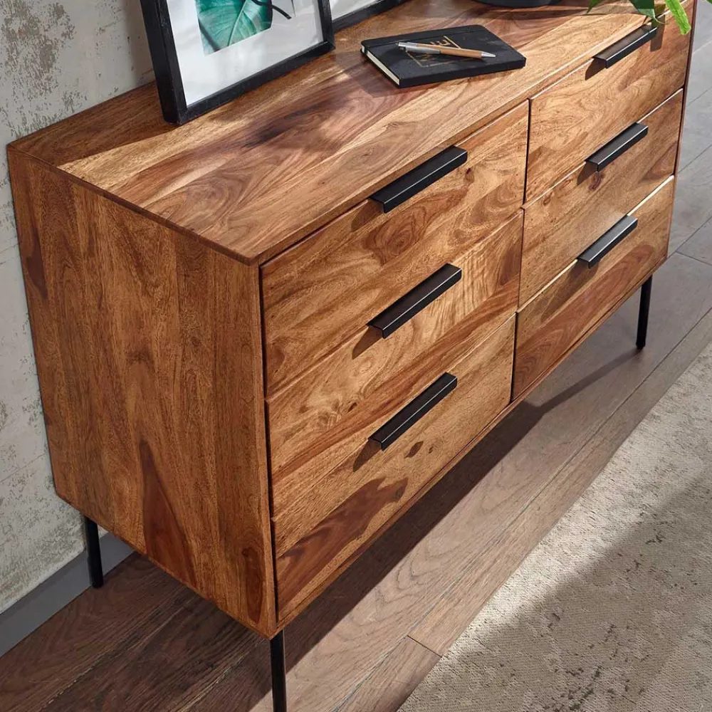 Wohnen Sideboards<6-Schubladen-Kommode aus Sheesham Holz - Ovalle