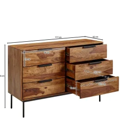 Wohnen Sideboards<6-Schubladen-Kommode aus Sheesham Holz - Ovalle