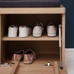 Wohnen Sitzbank<Schuhbank in Eiche Bianco & Grau - Arkadiuz