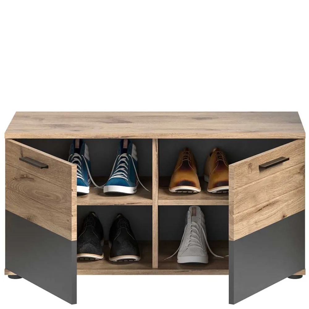 Wohnen Sitzbank<Schuhbank in Wildeiche & Grau 90 cm - Catamaron