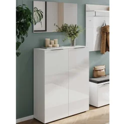 Wohnen Garderoben<Schuhschrank & Spiegel Set in Weiß - Kofi (zweiteilig)