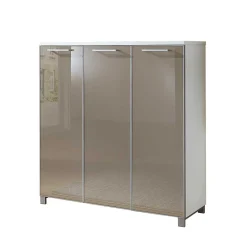 Wohnen Highboards|Kommoden<Schuhschrank Srocca in Taupe Weiß Glas beschichtet