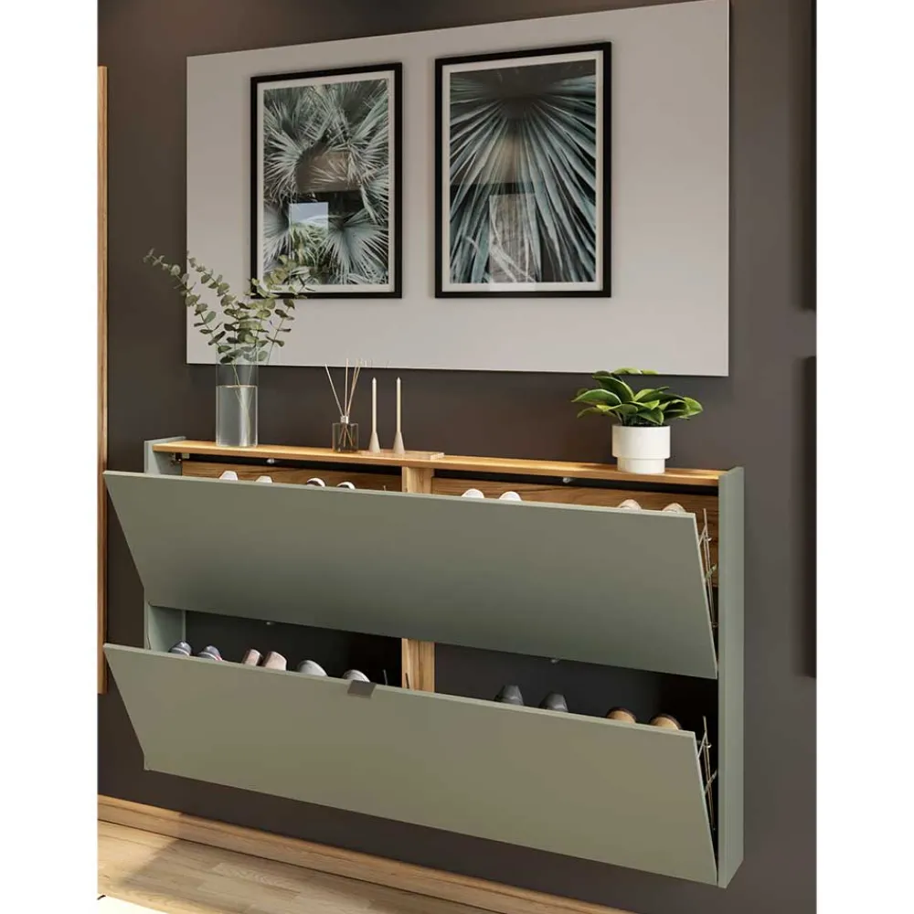 Wohnen Garderoben<Schuhschrank und Spiegel Set - Point (zweiteilig)