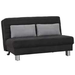Wohnen Sofas<Schwarze Bettcouch mit grauen Kissen Namino & Metall Gestell