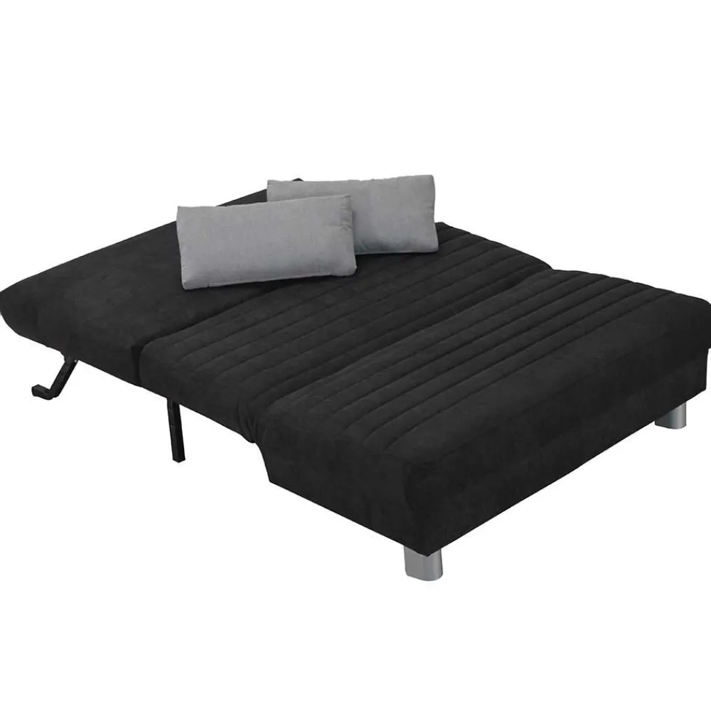 Wohnen Sofas<Schwarze Bettcouch mit grauen Kissen Namino & Metall Gestell